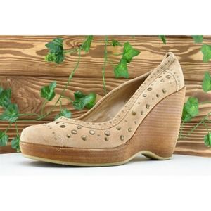 On Your Feet Women Sz 10 M Brown‎ Platform Wedge Leather Shoes Cypress